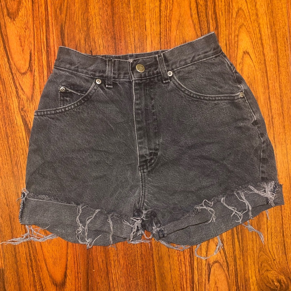 LEE vintage distressed High-Waisted Black Denim Shorts